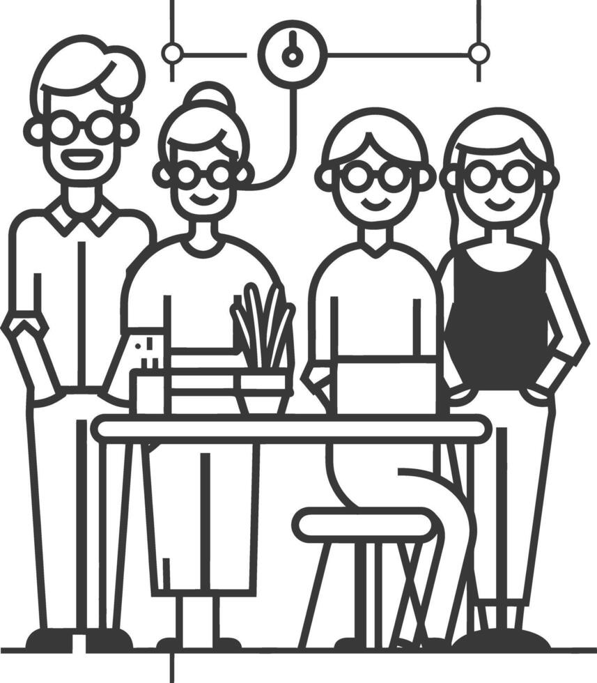 AI generated Outline illustration for Positive Workplace culture for company employees teamwork vector