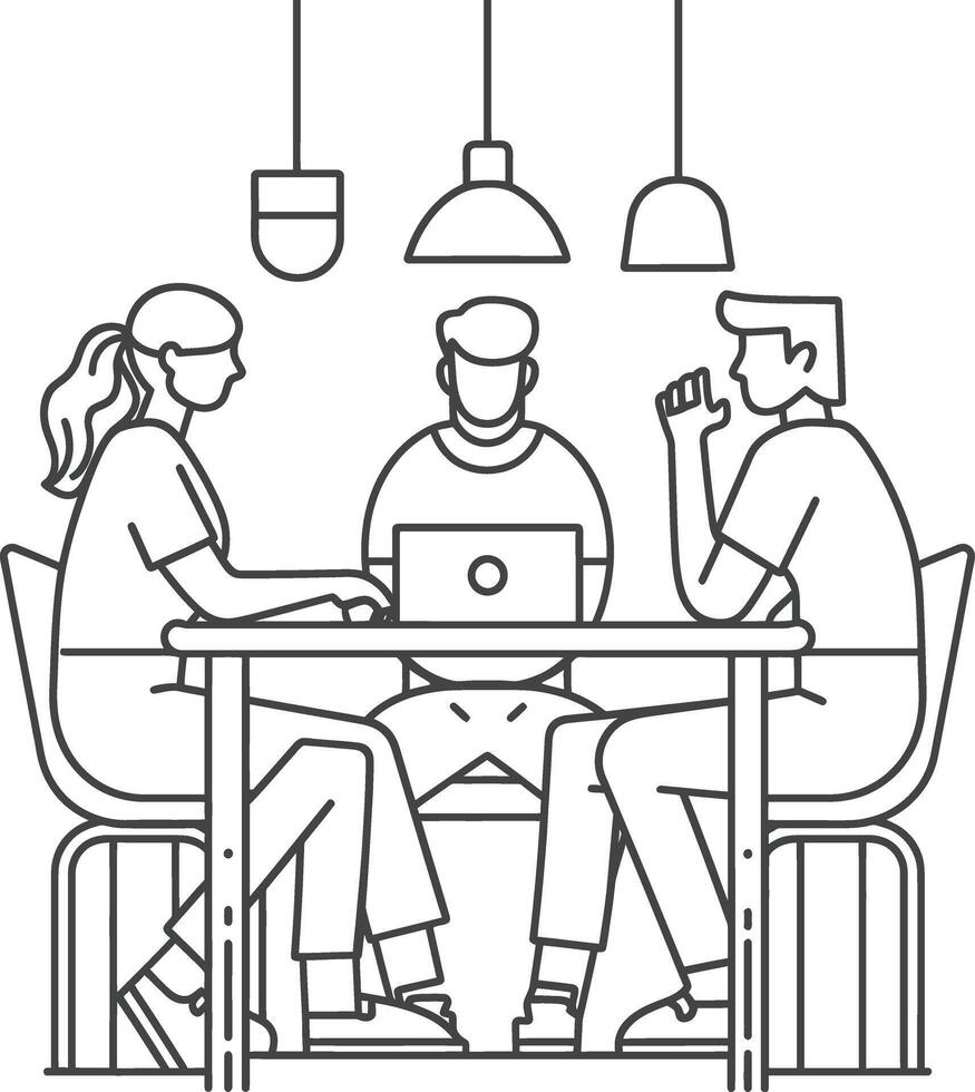 AI generated Outline illustration for Positive Workplace culture for company employees teamwork vector