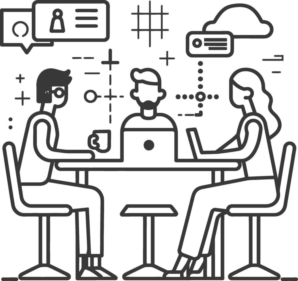 AI generated Outline illustration for Positive Workplace culture for company employees teamwork vector
