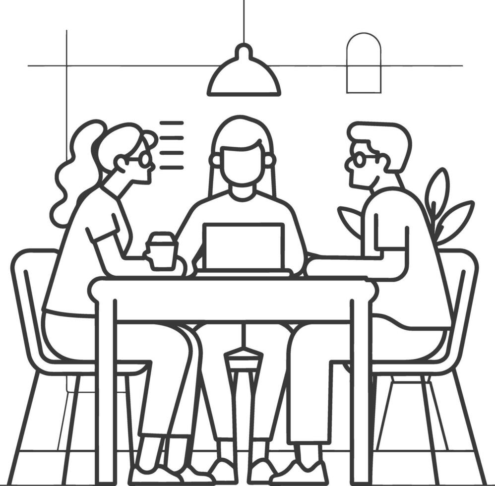 AI generated Outline illustration for Positive Workplace culture for company employees teamwork vector