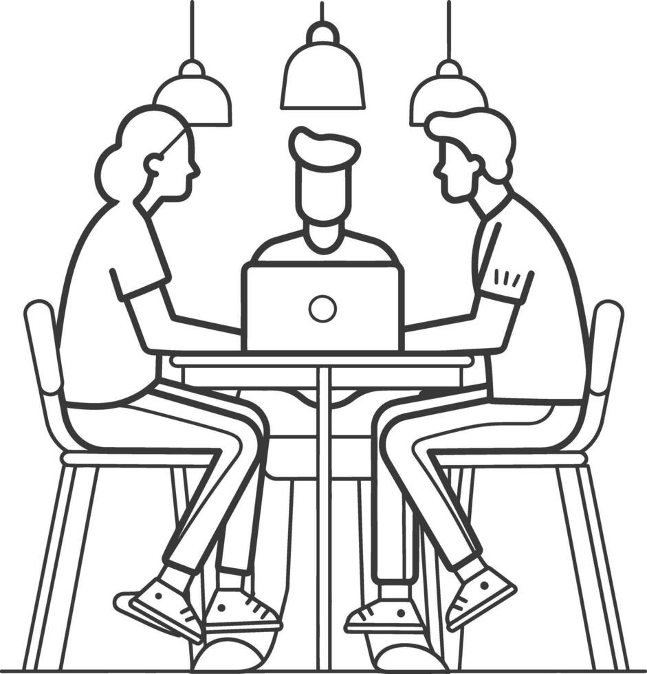 AI generated Outline illustration for Positive Workplace culture for company employees teamwork vector