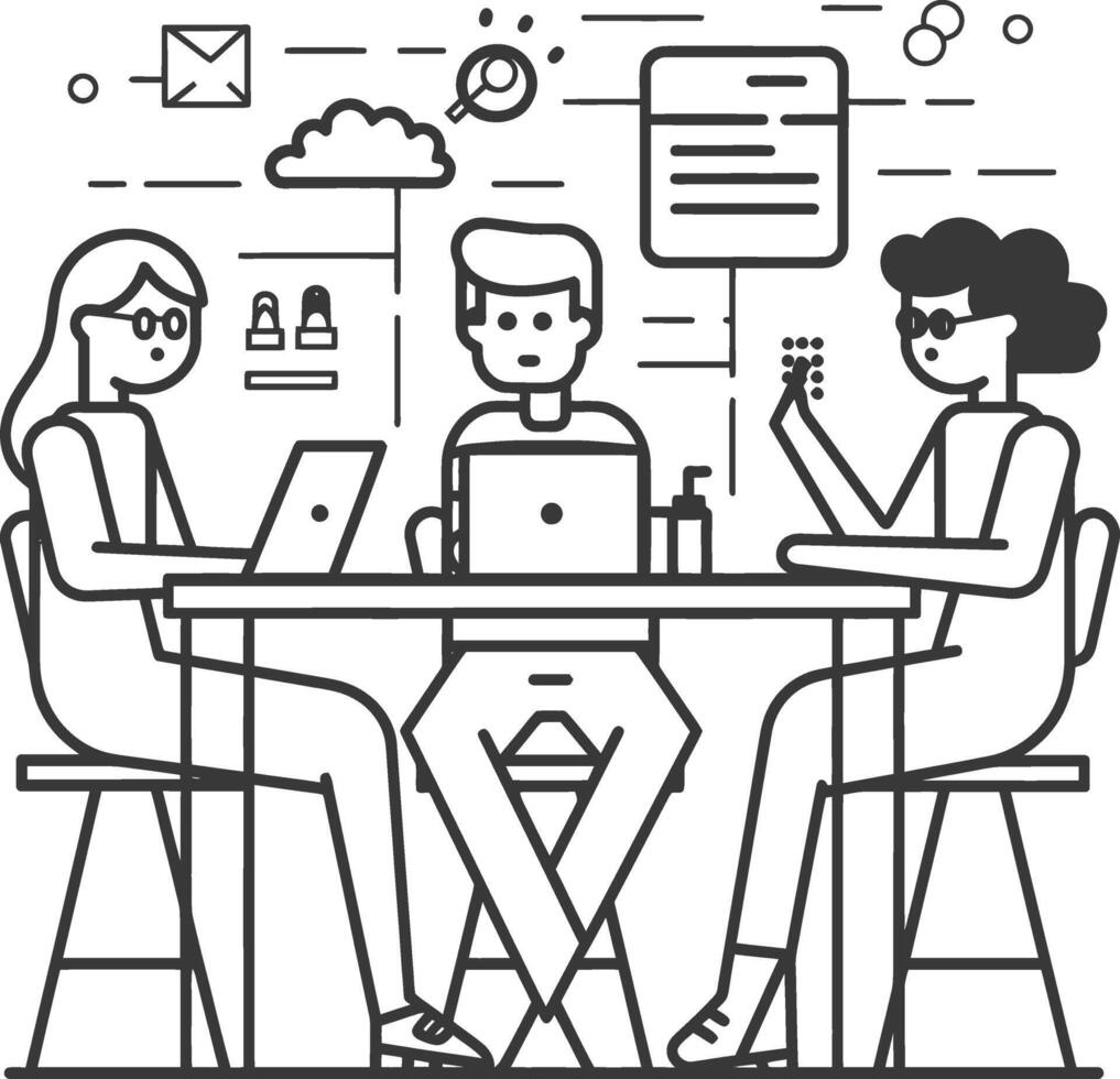 AI generated Outline illustration for Positive Workplace culture for company employees teamwork vector