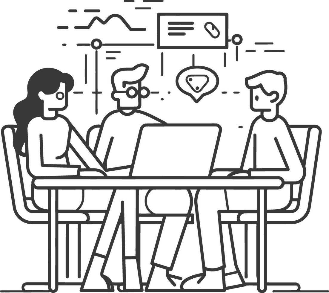 AI generated Outline illustration for Positive Workplace culture for company employees teamwork vector