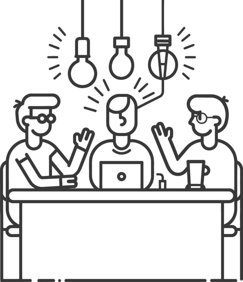 AI generated Outline illustration for Positive Workplace culture for company employees teamwork vector