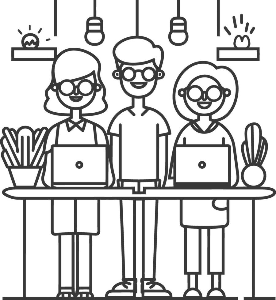 AI generated Outline illustration for Positive Workplace culture for company employees teamwork vector