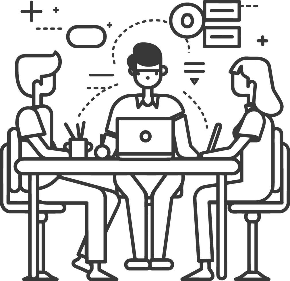 AI generated Outline illustration for Positive Workplace culture for company employees teamwork vector