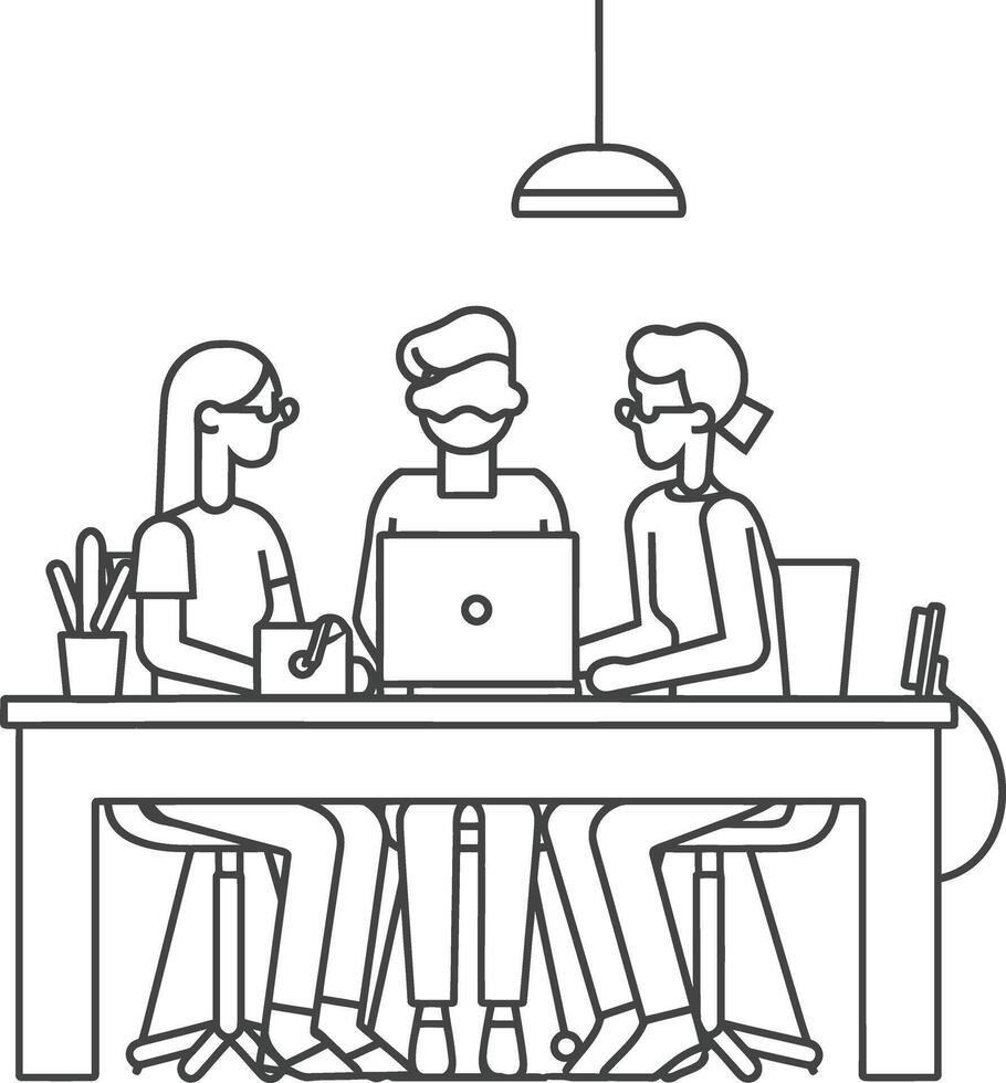 AI generated Outline illustration for Positive Workplace culture for company employees teamwork vector