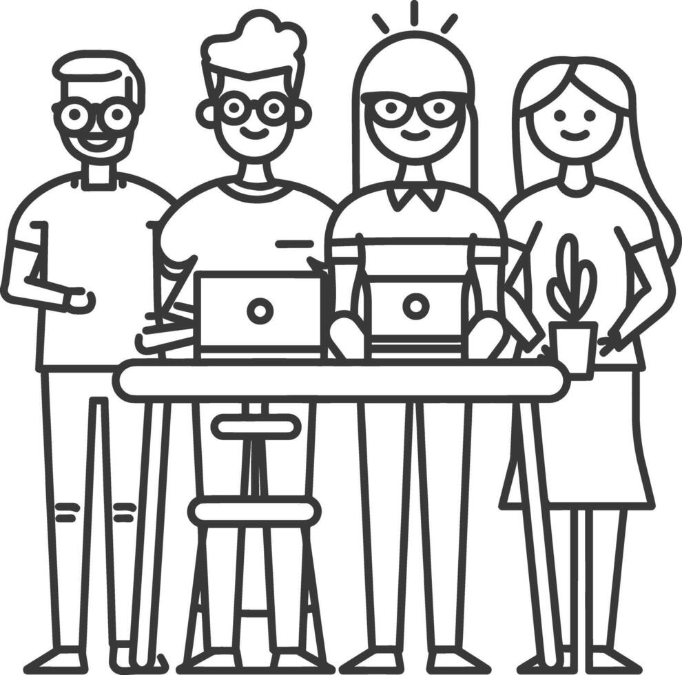 AI generated Outline illustration for Positive Workplace culture for company employees teamwork vector