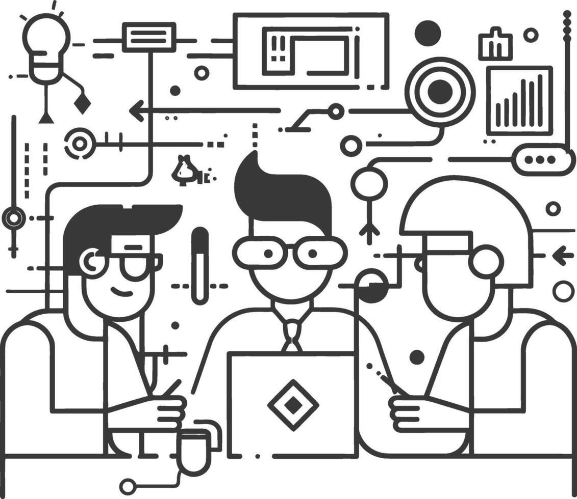 AI generated Outline illustration for Positive Workplace culture for company employees teamwork vector