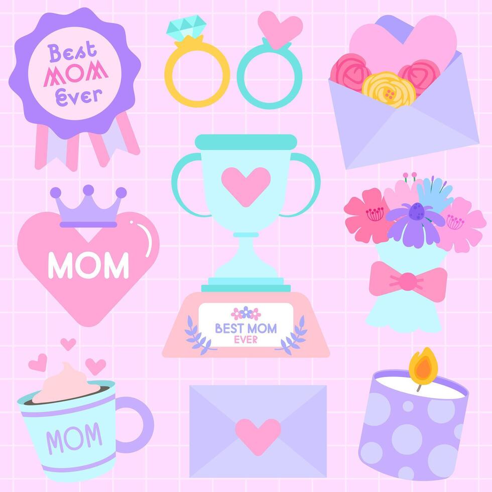 Happy Mother day clipart cute element vector illustration