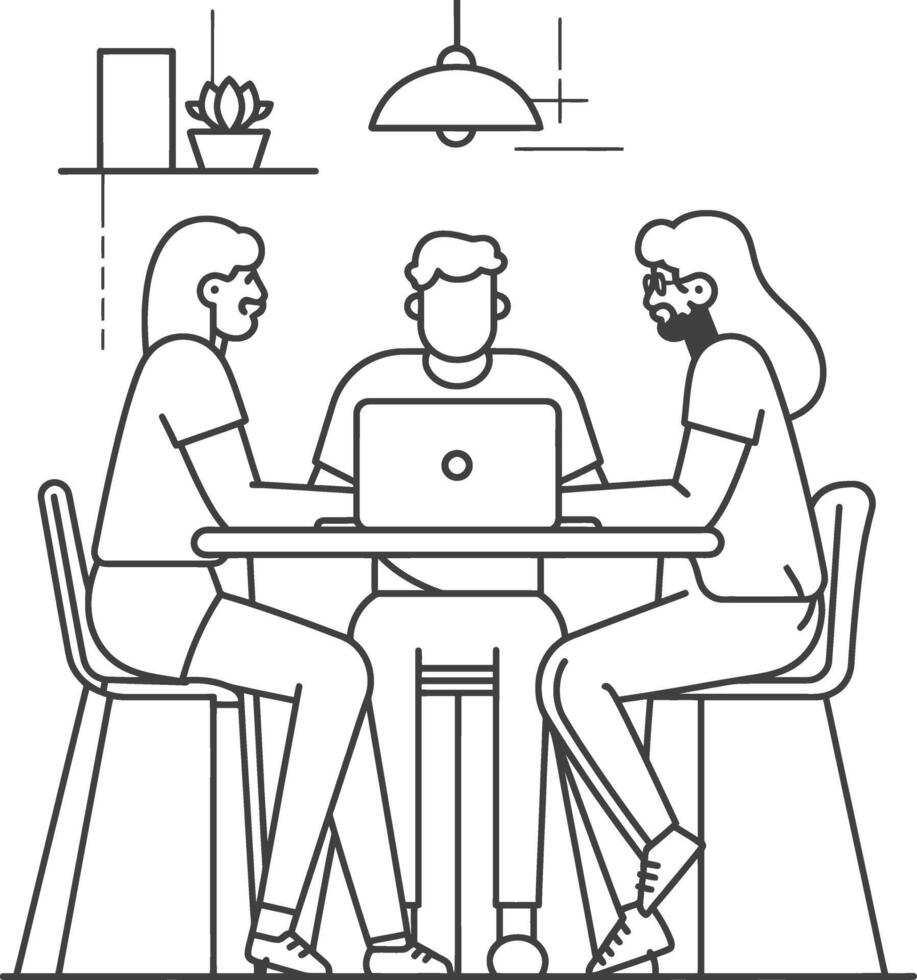 AI generated Outline illustration for Positive Workplace culture for company employees teamwork vector