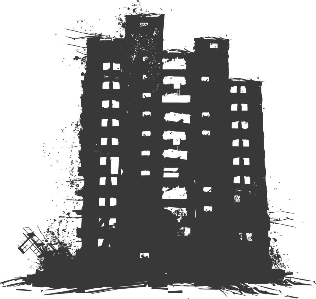 ai generado silueta abandonado edificios negro color solamente vector