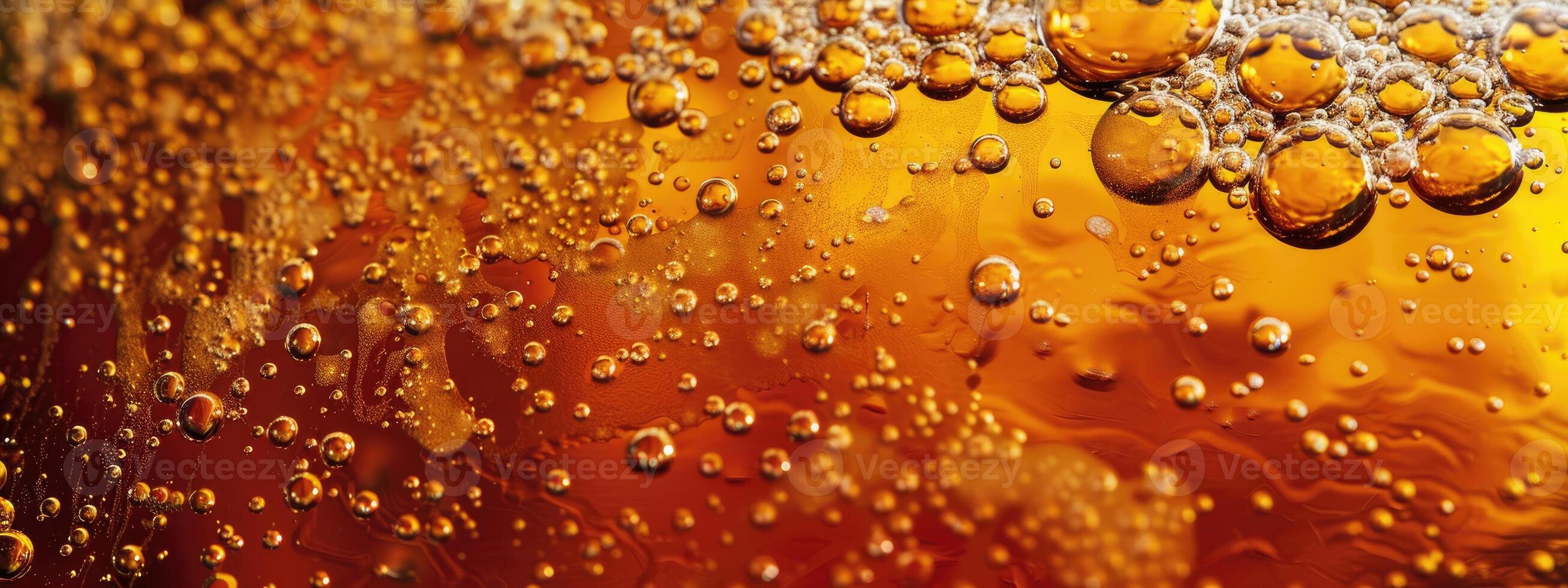 AI generated Ultra close up view of beer texture with foam photo