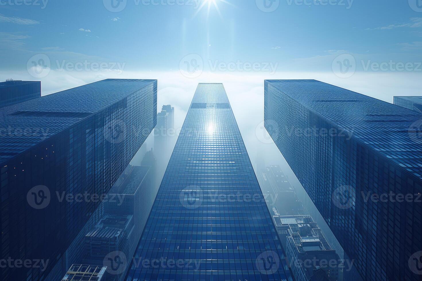 AI generated Low angle view of tall buildings professional photography photo
