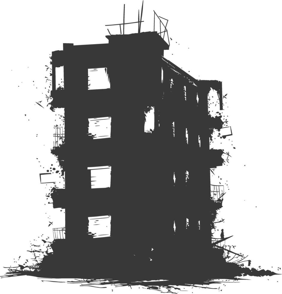 ai generado silueta abandonado edificios negro color solamente vector