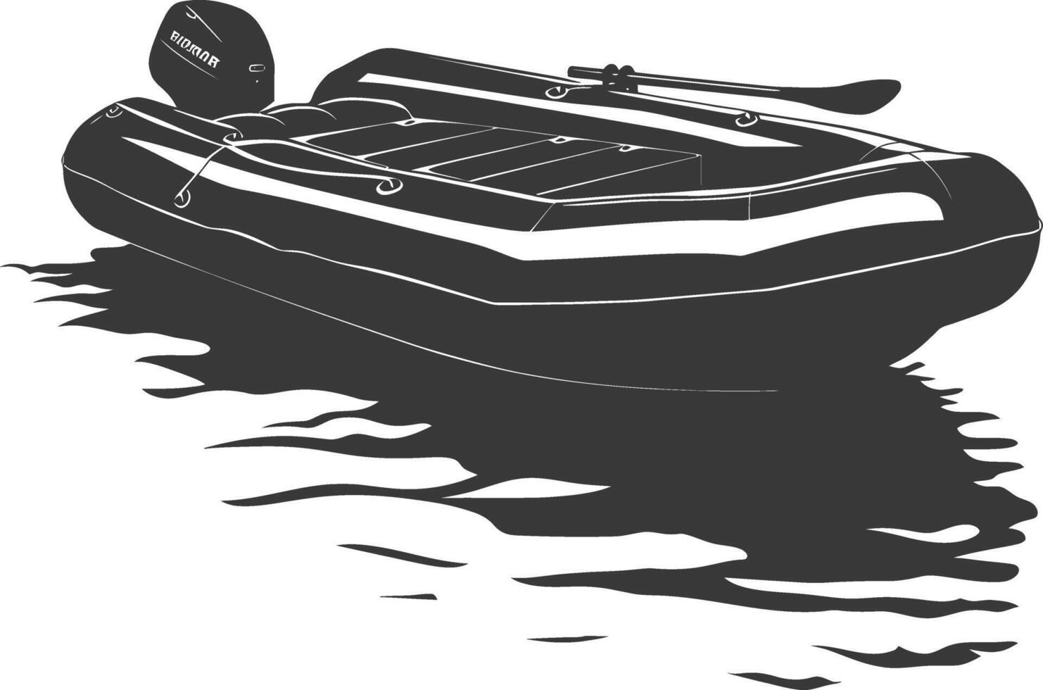 AI generated Silhouette a inflatable boat black color only vector