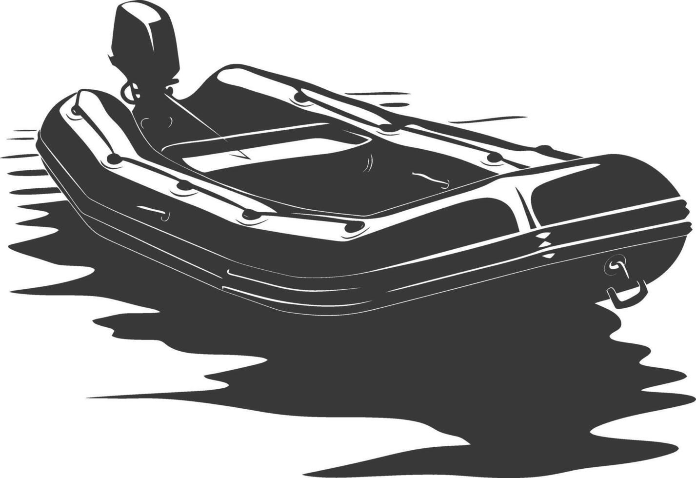 AI generated Silhouette a inflatable boat black color only vector