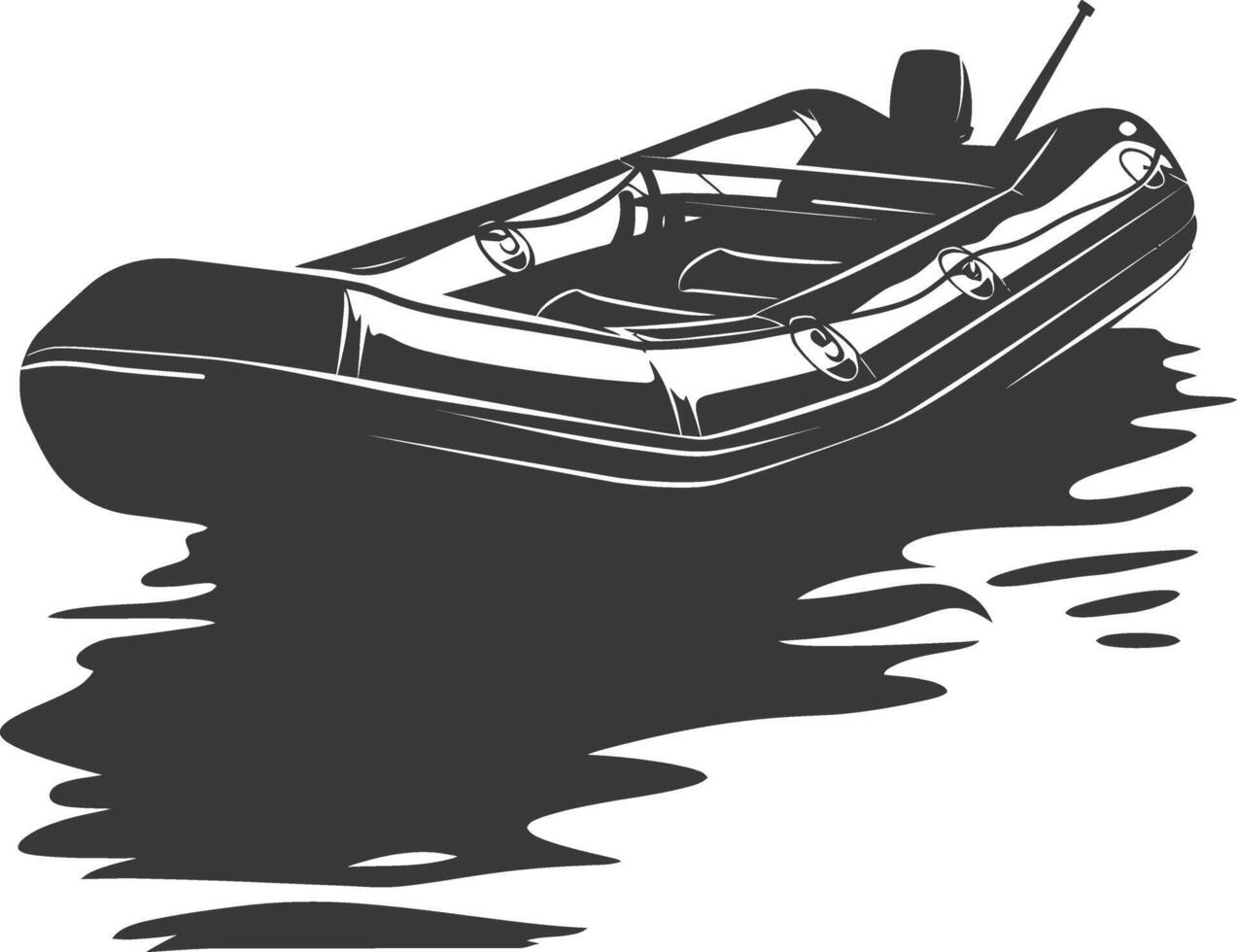 AI generated Silhouette a inflatable boat black color only vector