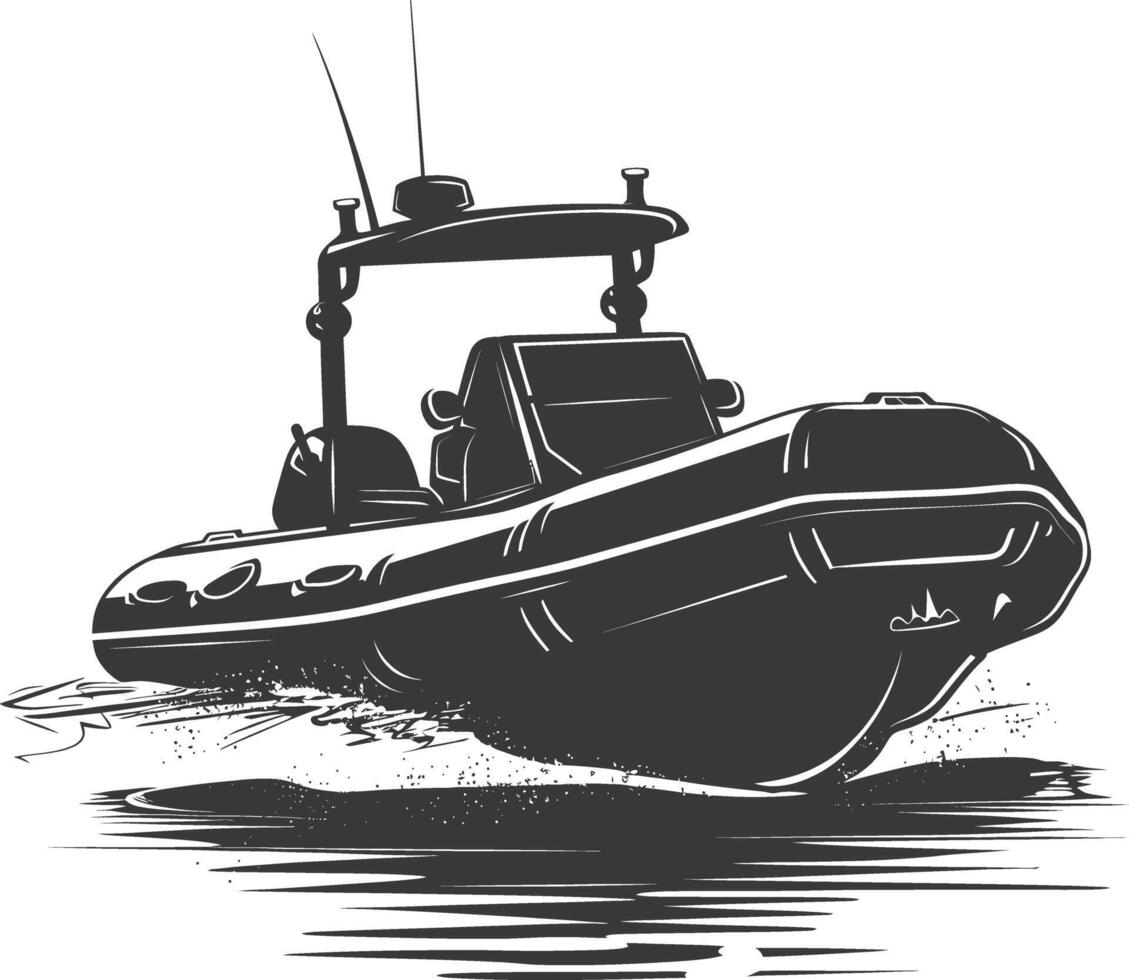 AI generated Silhouette a inflatable boat black color only vector