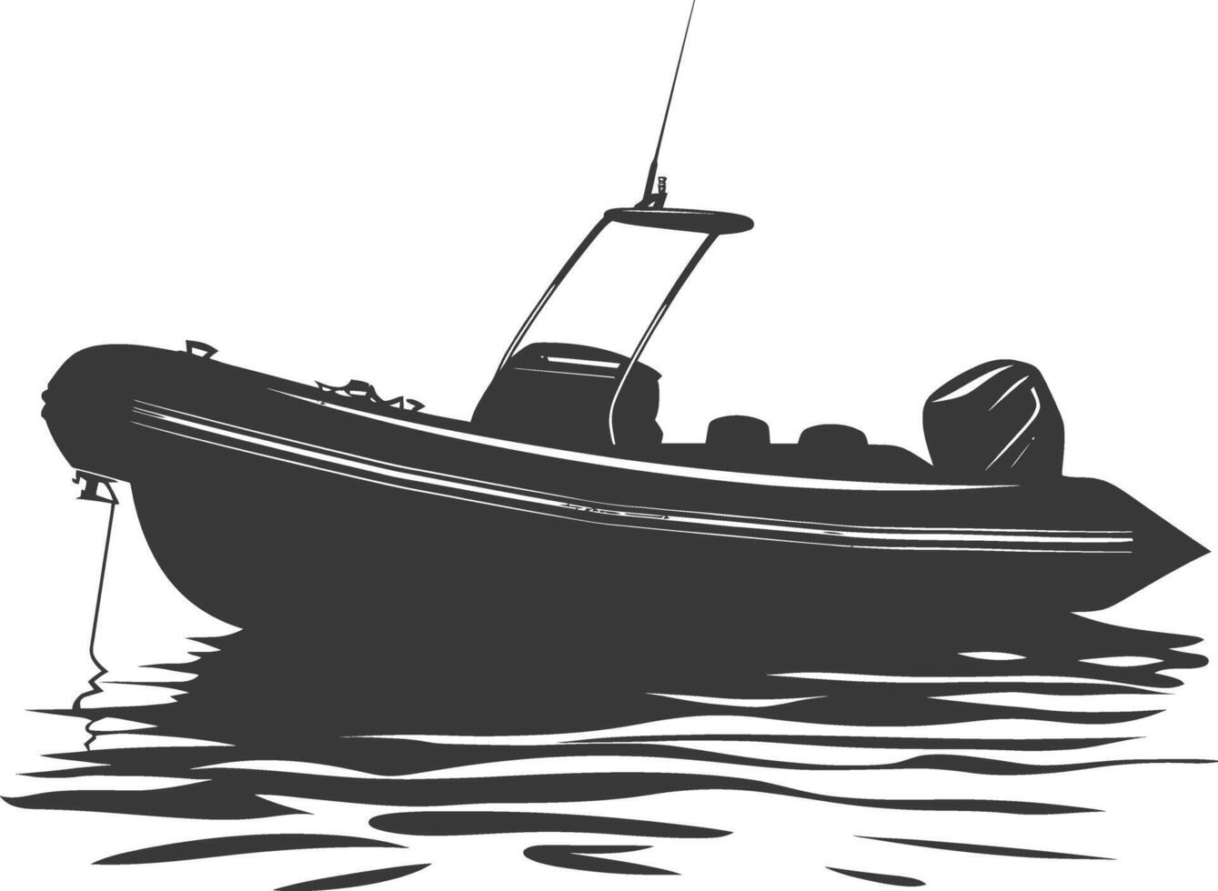 AI generated Silhouette a inflatable boat black color only vector