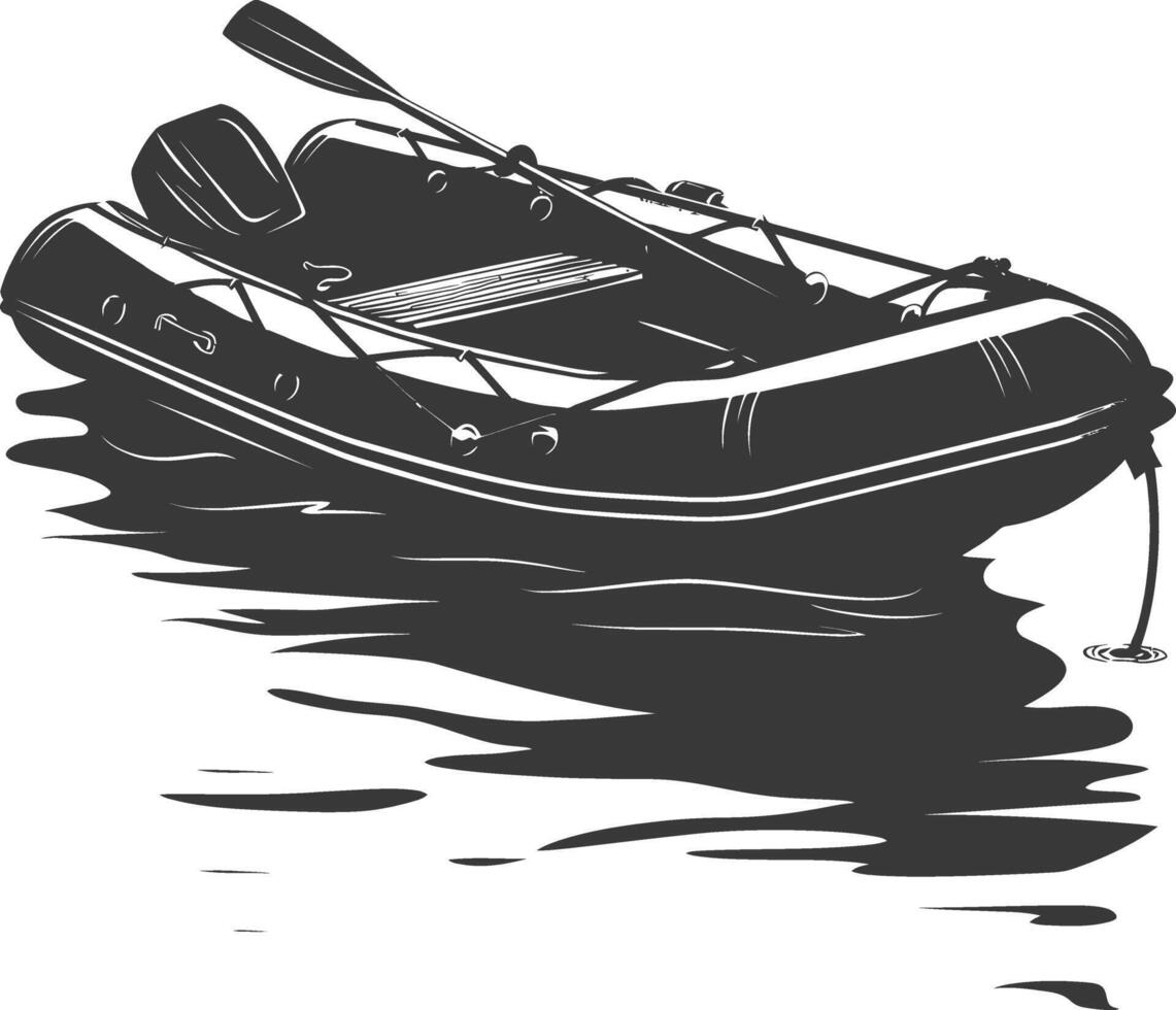 AI generated Silhouette a inflatable boat black color only vector