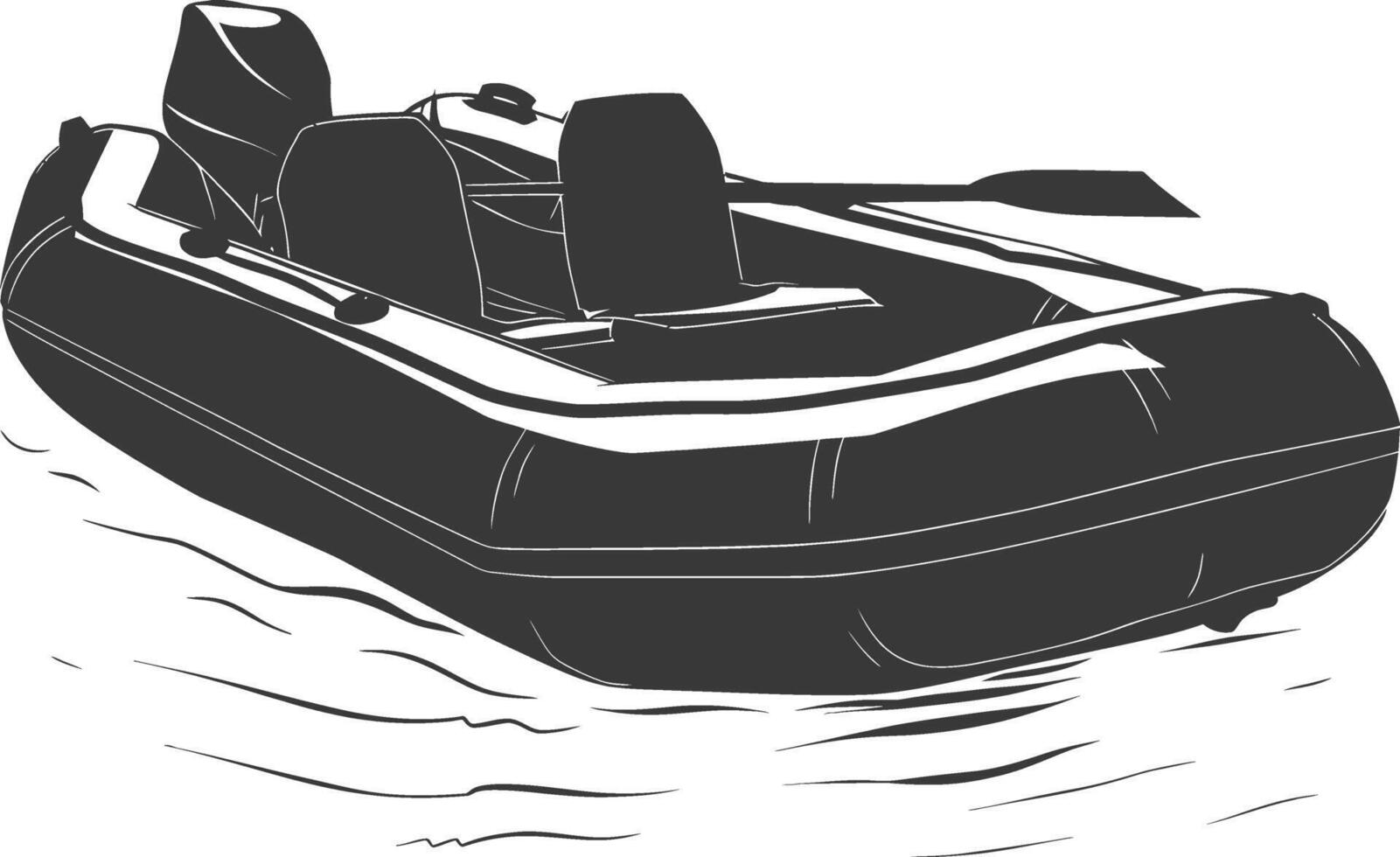 AI generated Silhouette a inflatable boat black color only vector