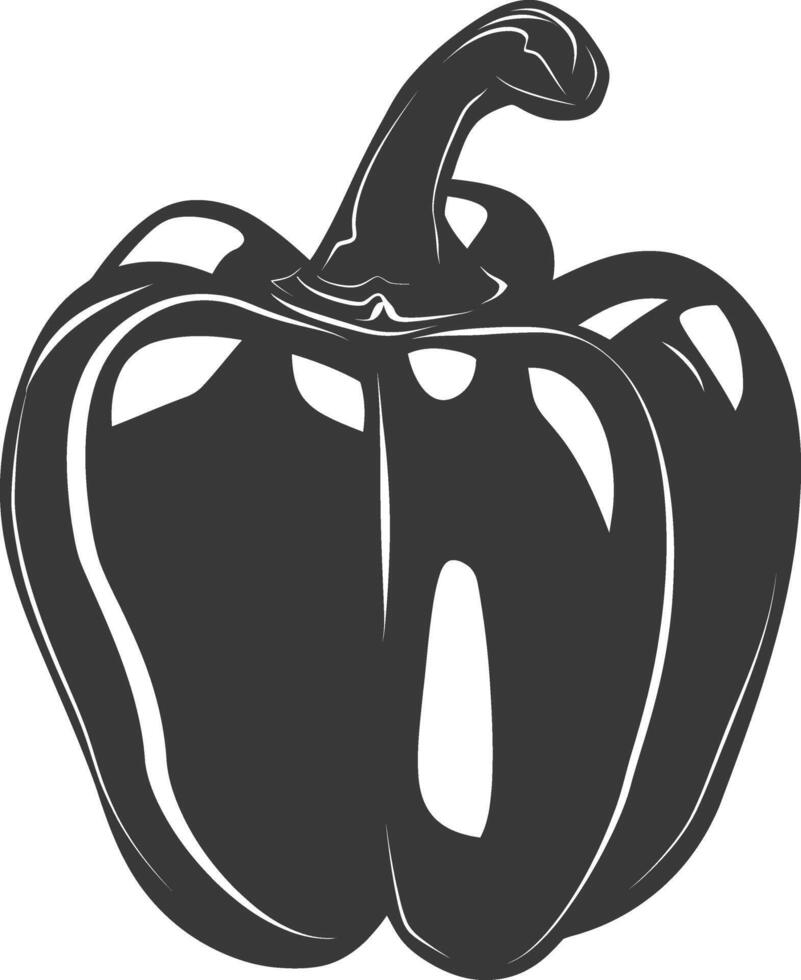 AI generated Silhouette Bell Pepper or Paprika sliced black color only vector