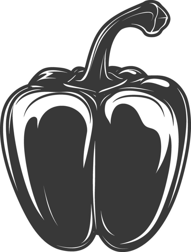 AI generated Silhouette Bell Pepper or Paprika sliced black color only vector