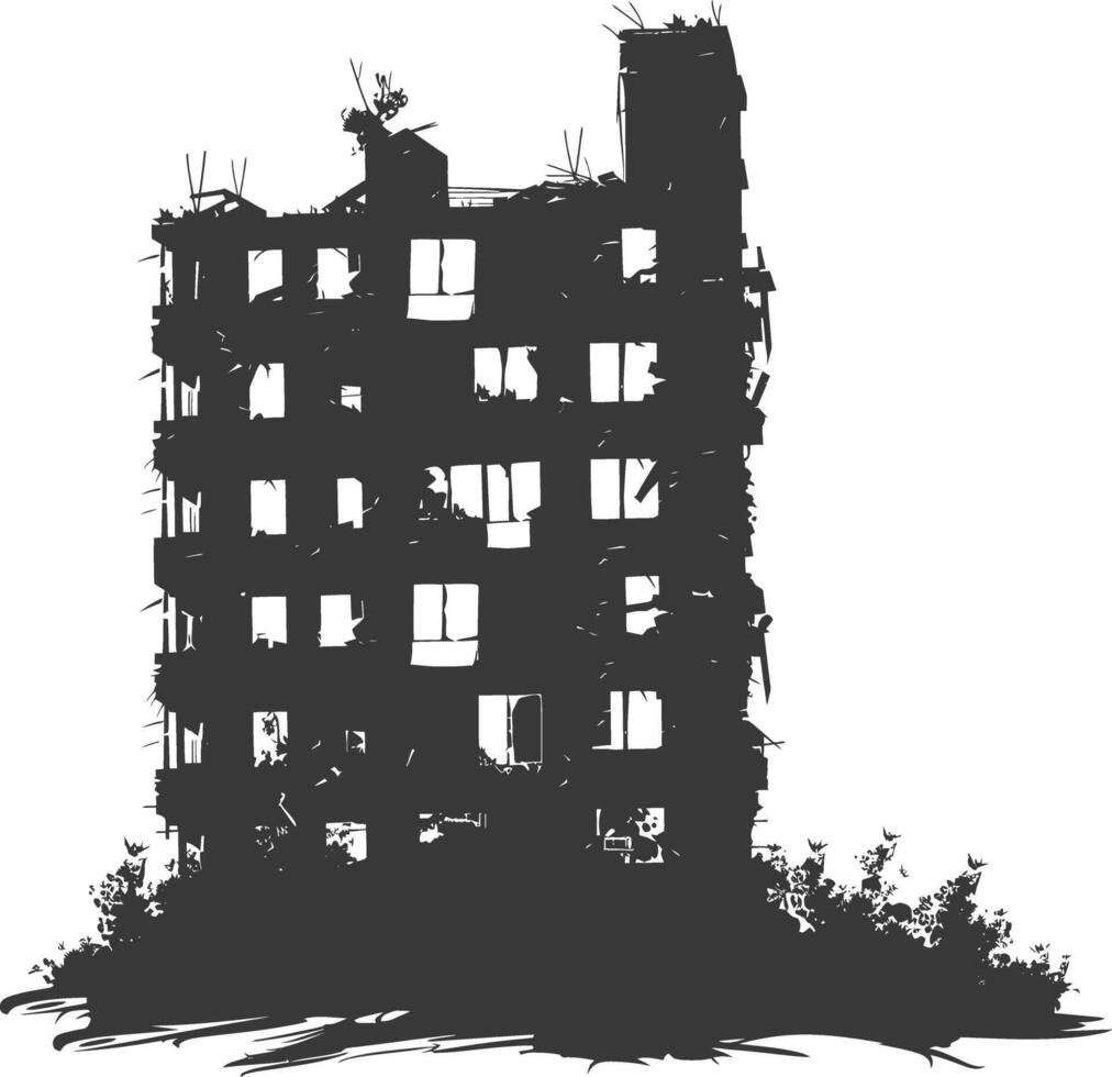 ai generado silueta abandonado edificios negro color solamente vector