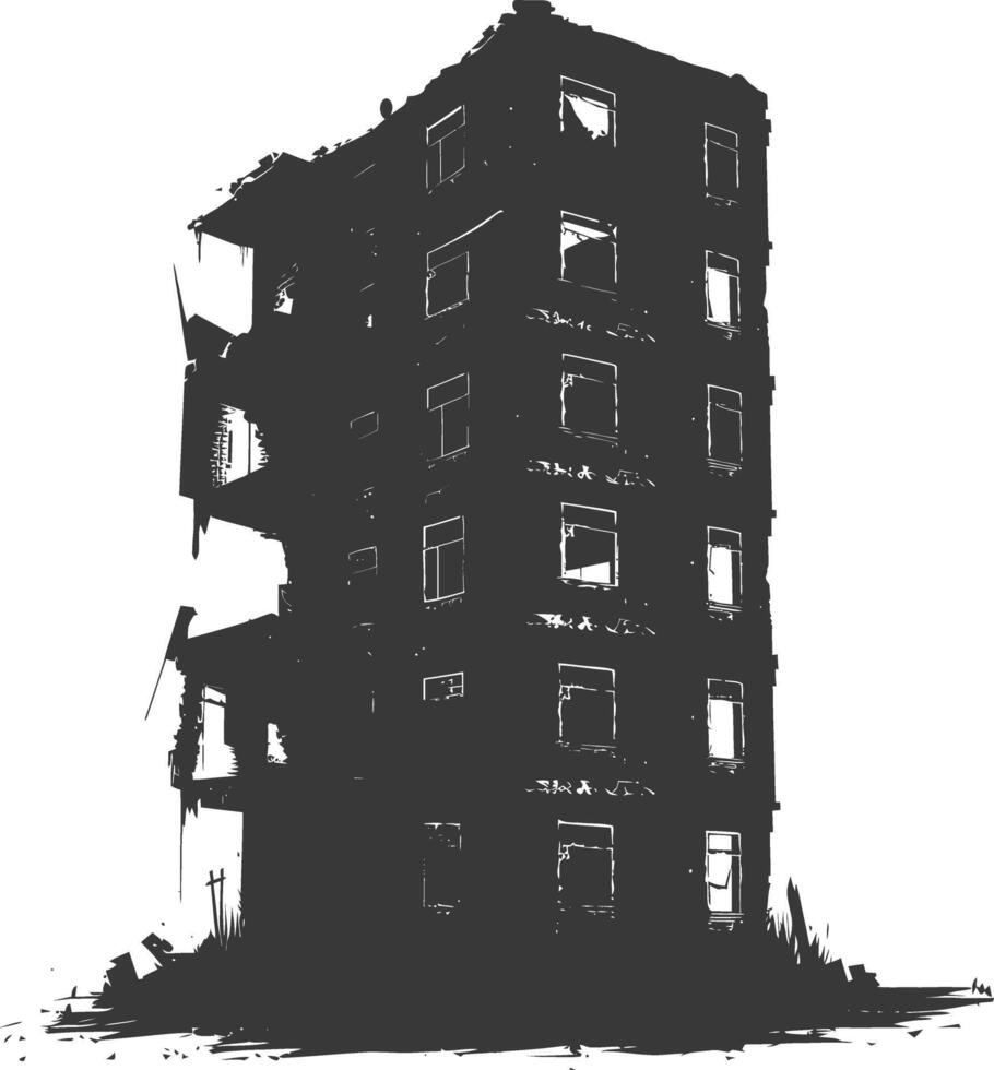 ai generado silueta abandonado edificios negro color solamente vector