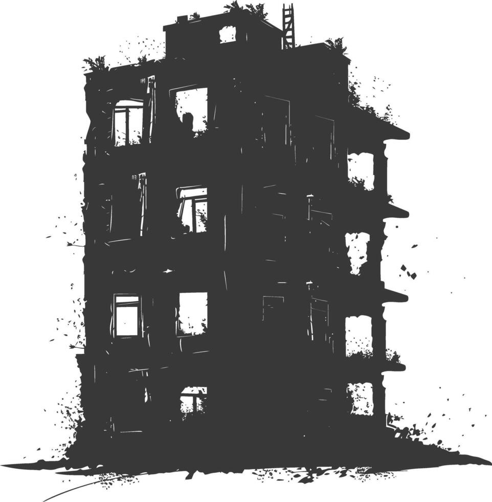 ai generado silueta abandonado edificios negro color solamente vector