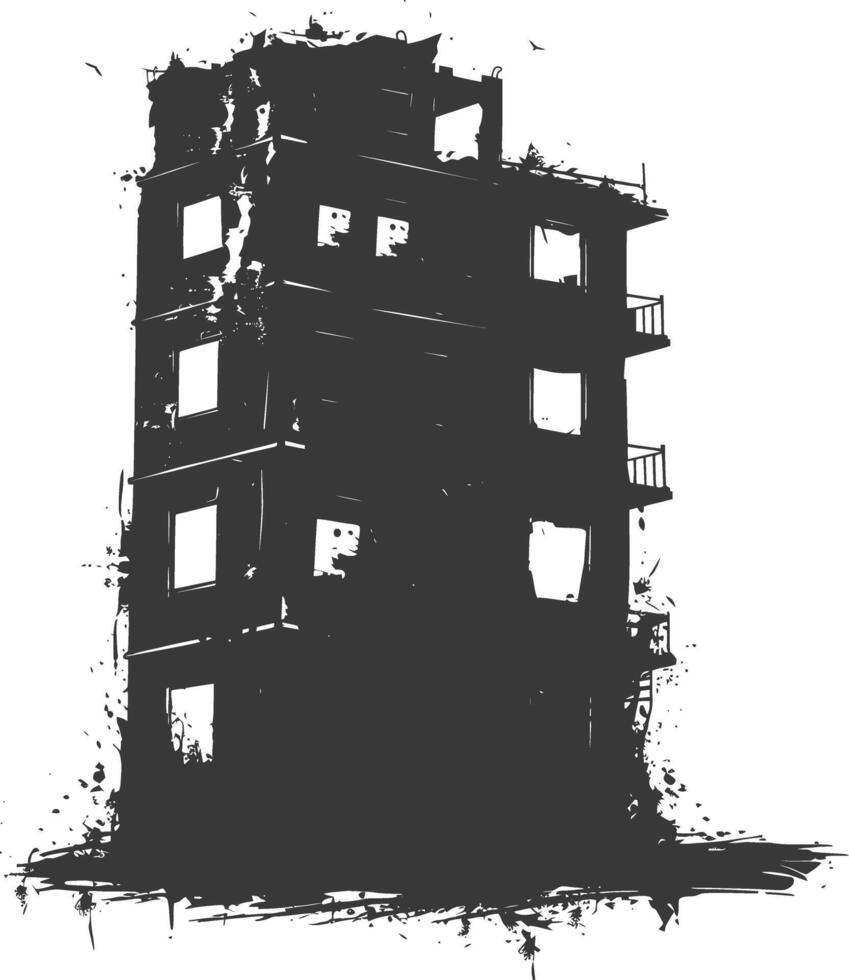 ai generado silueta abandonado edificios negro color solamente vector