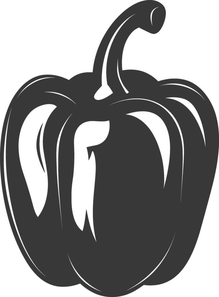 AI generated Silhouette Bell Pepper or Paprika sliced black color only vector