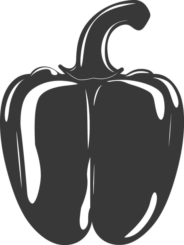 AI generated Silhouette Bell Pepper or Paprika sliced black color only vector