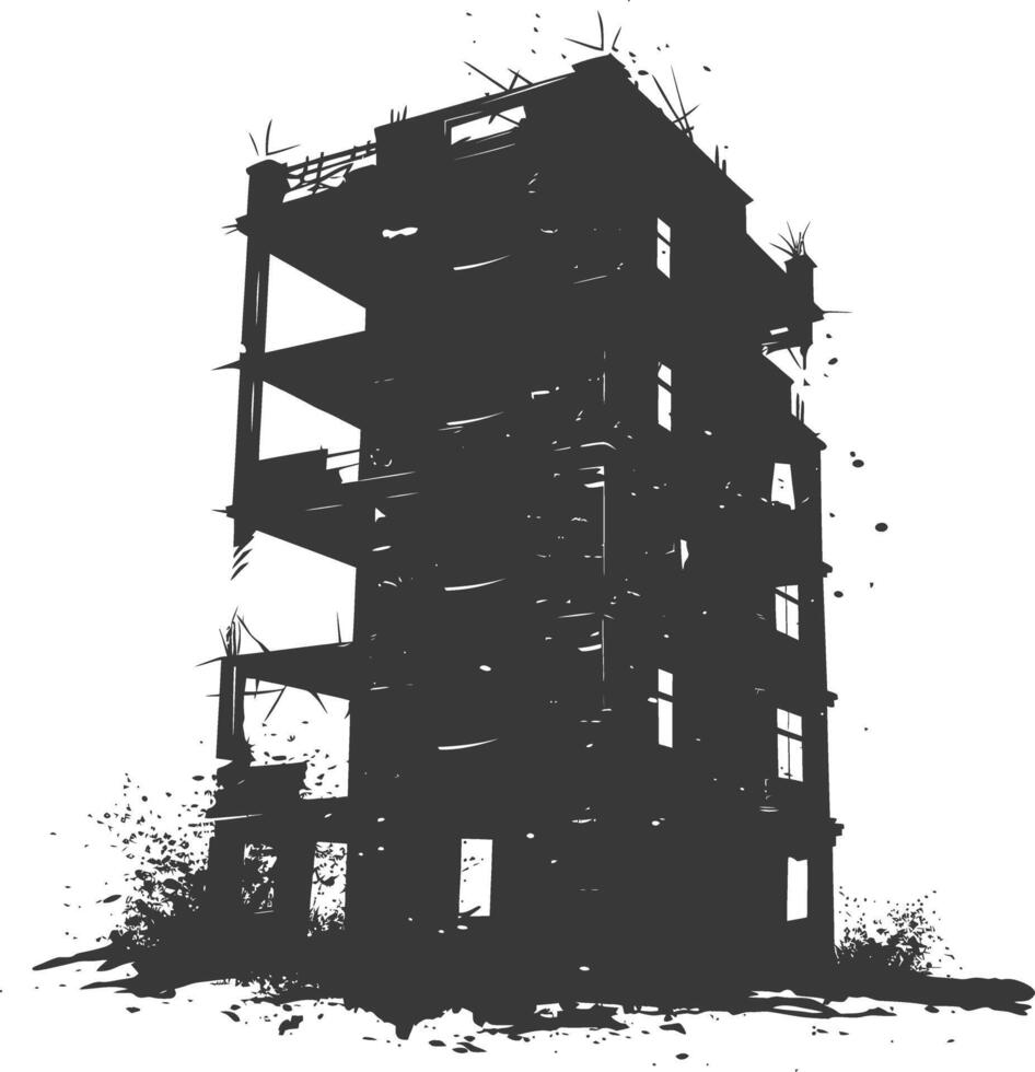 ai generado silueta abandonado edificios negro color solamente vector