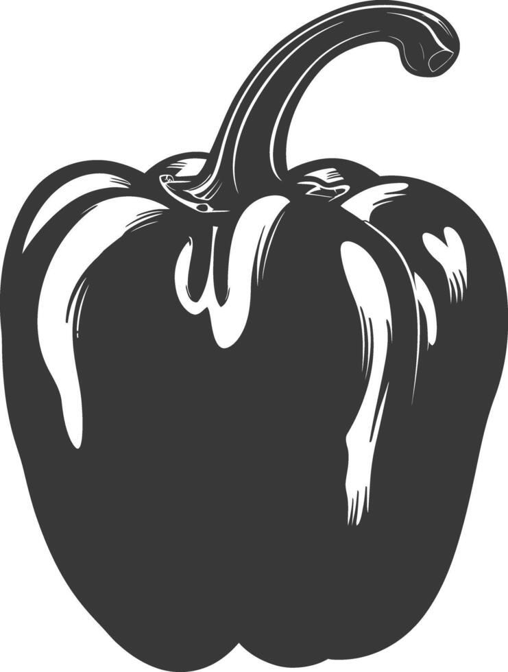 AI generated Silhouette Bell Pepper or Paprika sliced black color only vector