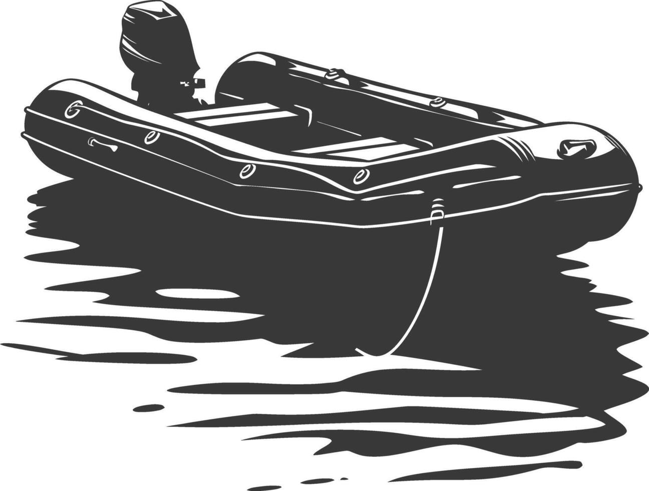 AI generated Silhouette a inflatable boat black color only vector