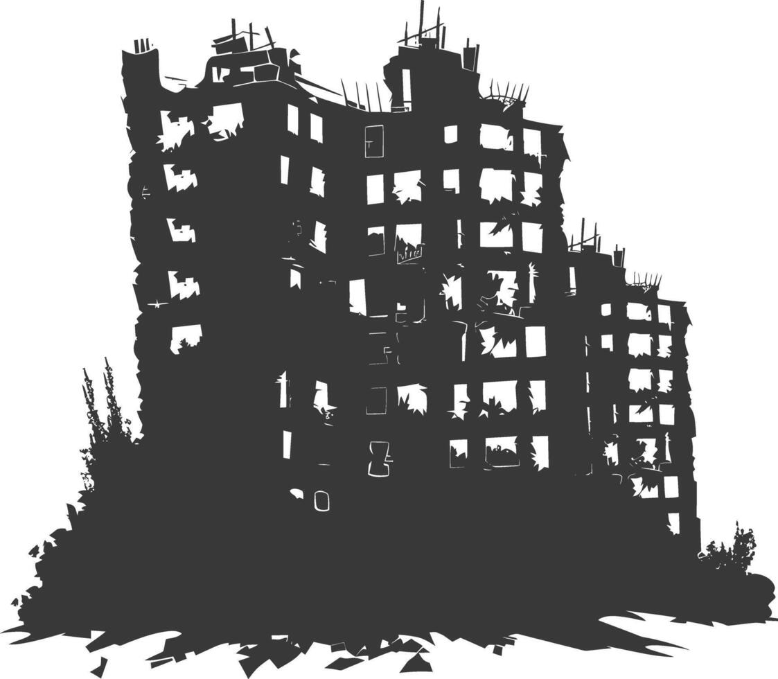 ai generado silueta abandonado edificios negro color solamente vector