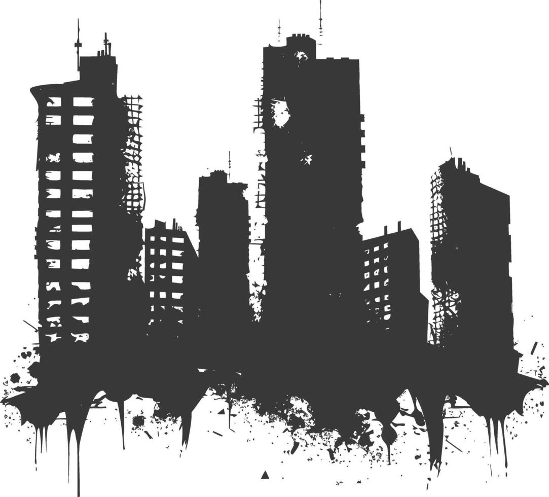 ai generado silueta abandonado edificios negro color solamente vector