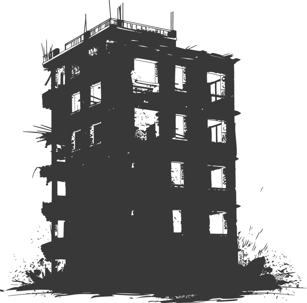 ai generado silueta abandonado edificios negro color solamente vector