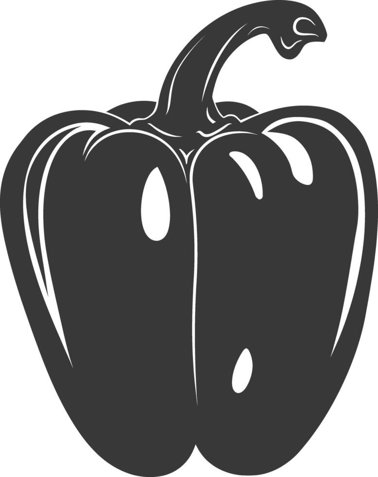 AI generated Silhouette Bell Pepper or Paprika sliced black color only vector