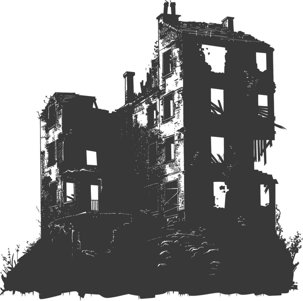 ai generado silueta abandonado edificios negro color solamente vector