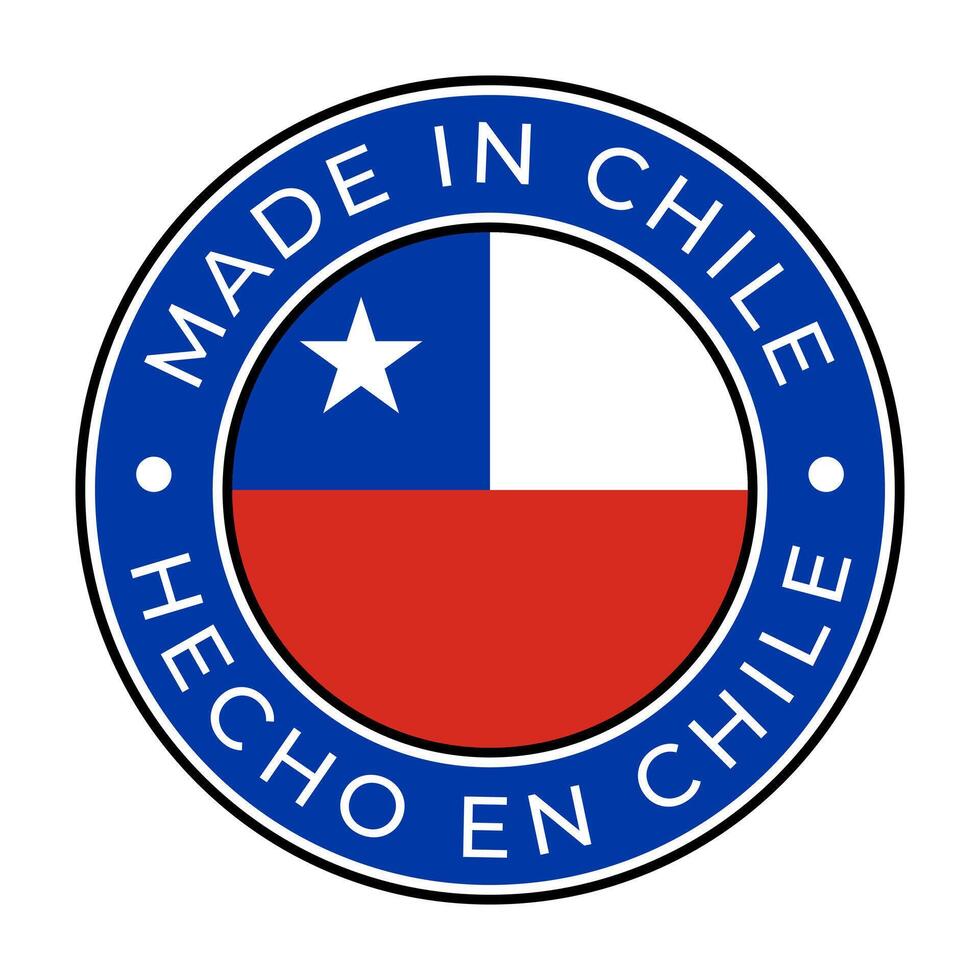 hecho en Chile aislado redondo sello pegatina con chileno bandera vector ilustración