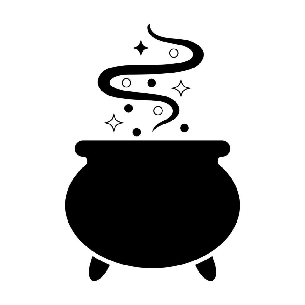 Witch's Cauldron Silhouette logo, icon, emblem. Vector illustration
