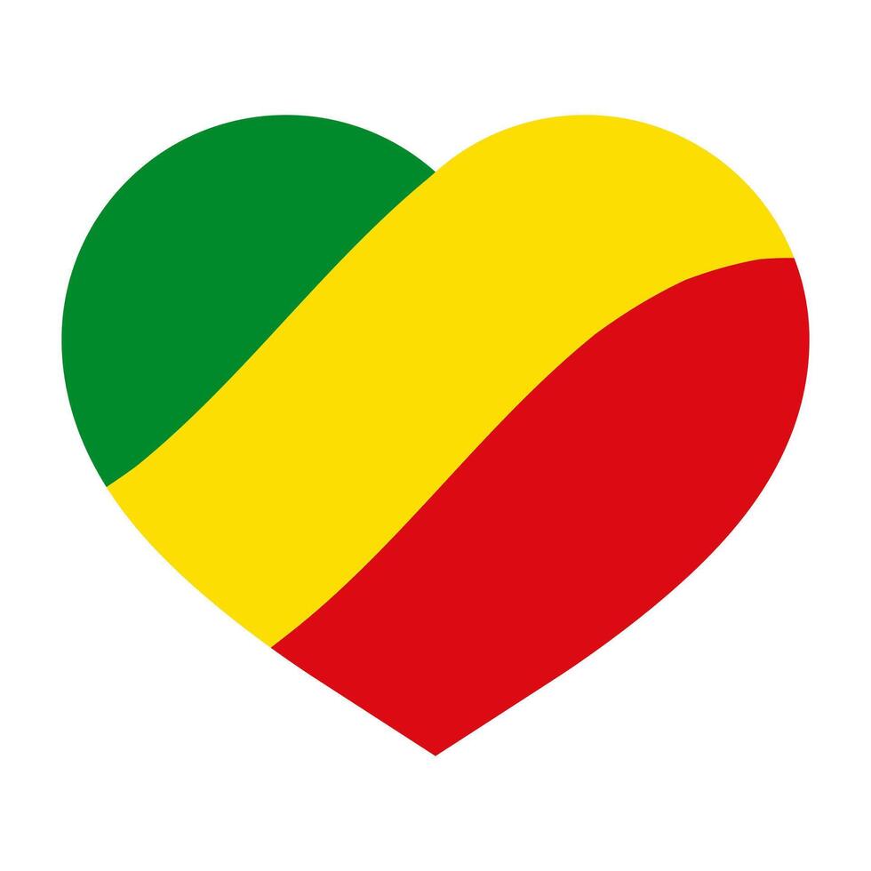 Heart with Rastafarian Flag colors sticker vector template