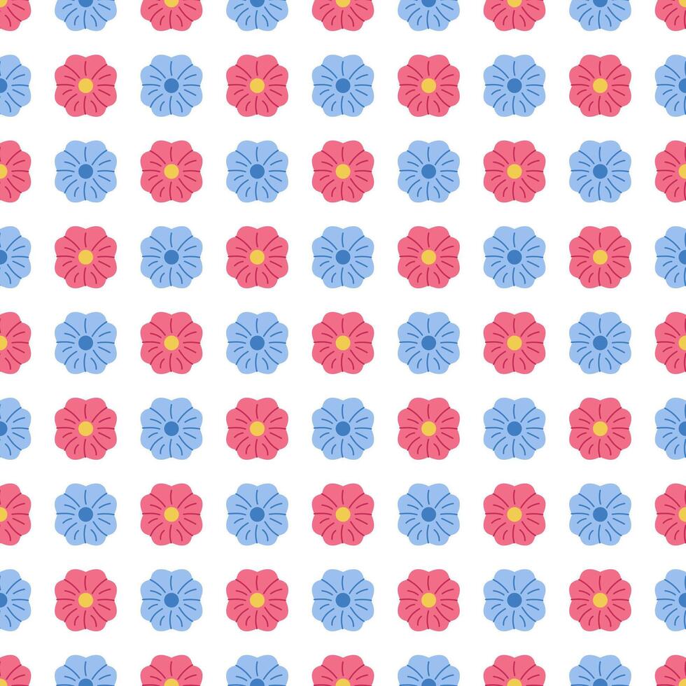 Pink and Blue Flowers Seamless Pattern. Floral Pattern for Fabric Design. Vector illustration