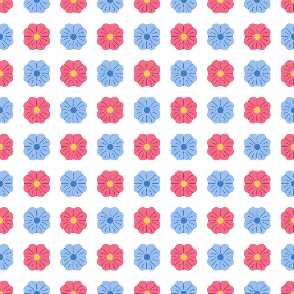 Pink and Blue Flowers Seamless Pattern. Floral Pattern for Fabric Design. Vector illustration