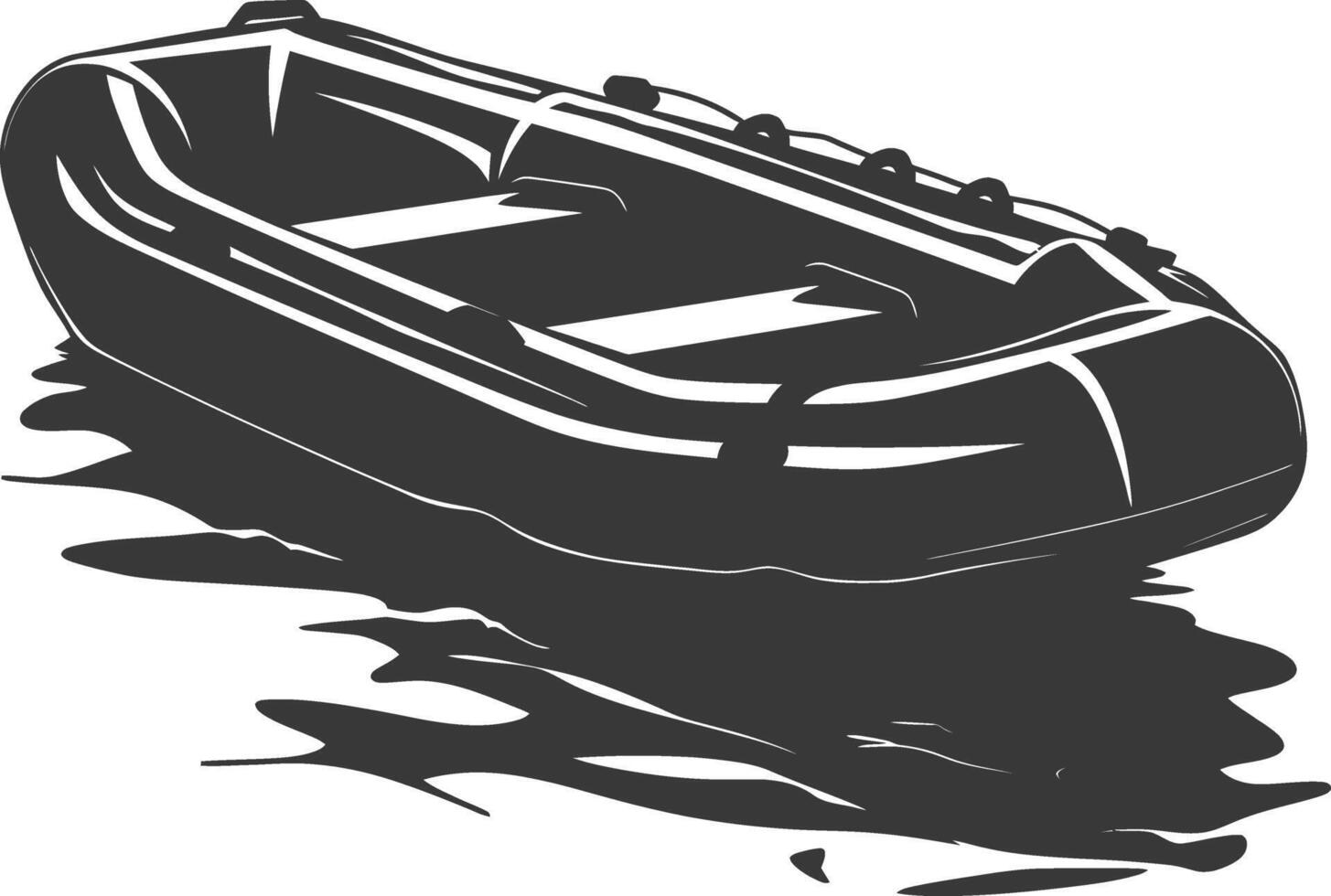 AI generated Silhouette a inflatable boat black color only vector