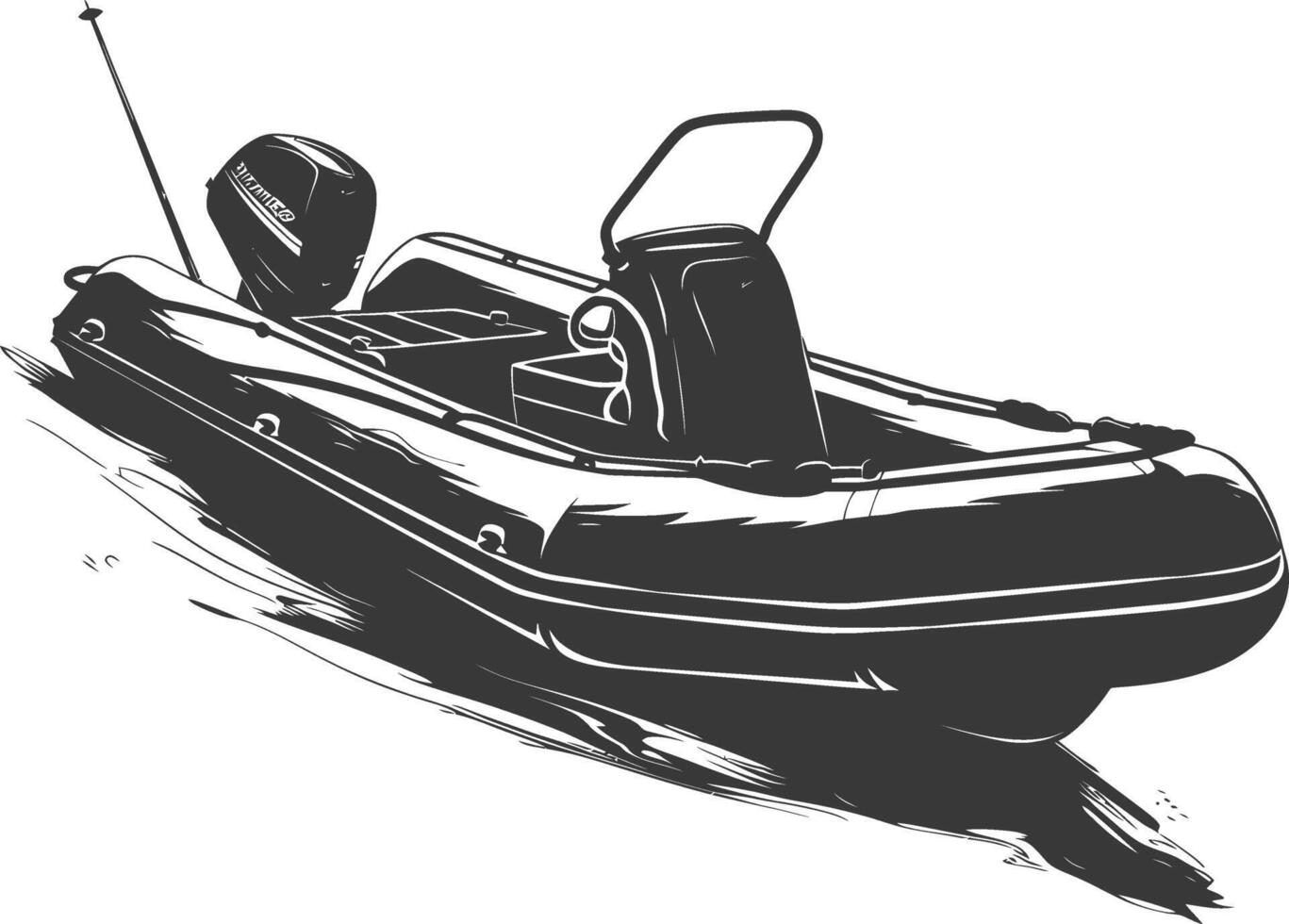 AI generated Silhouette a inflatable boat black color only vector