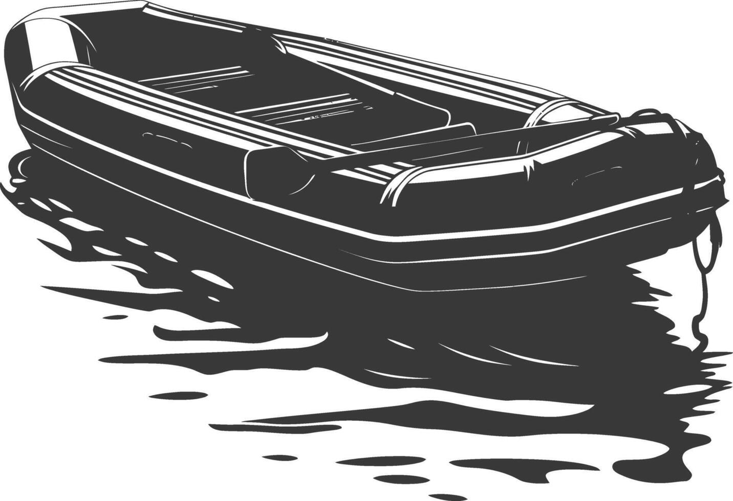 AI generated Silhouette a inflatable boat black color only vector